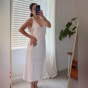 Vintage Lucy Love White Textured V Neck Maxi Dress